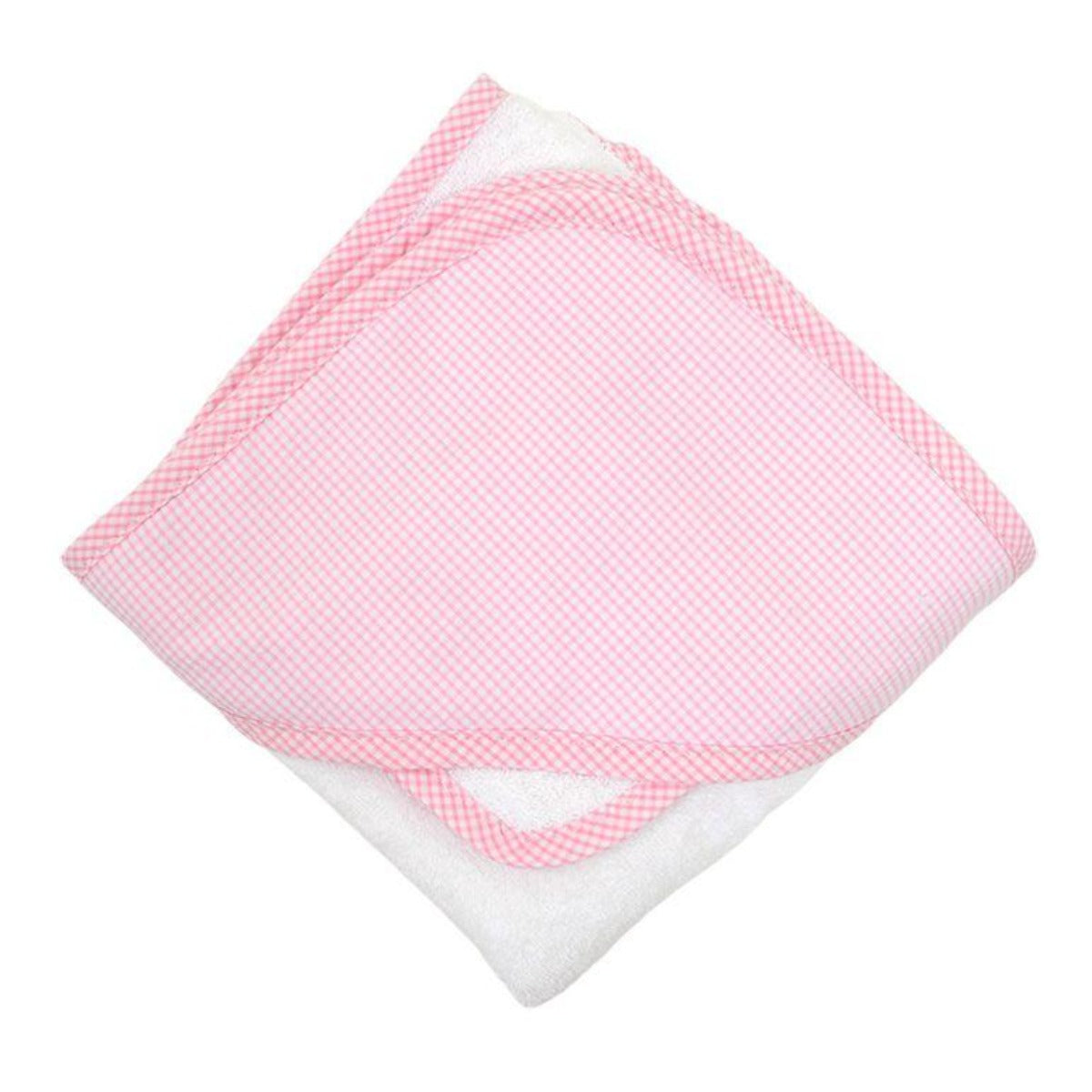 3 Marthas Pink Check Appliqued Baby Bath Towel and Washcloth Gift Set