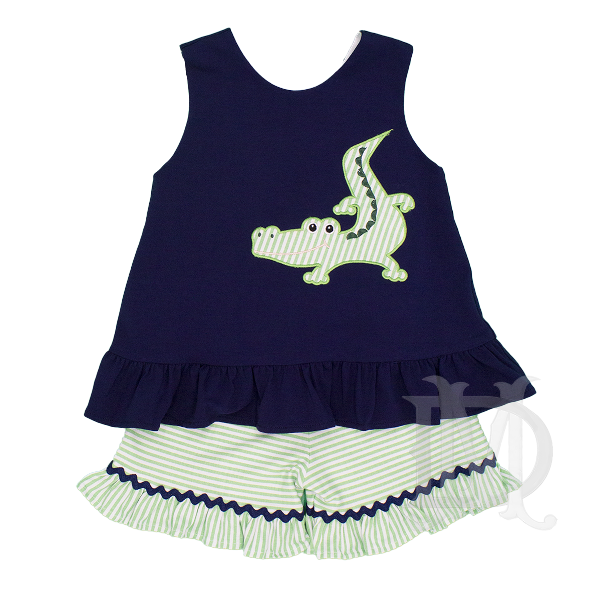 Addie the Alligator Girl's Crossback Ruffled Shorts Set