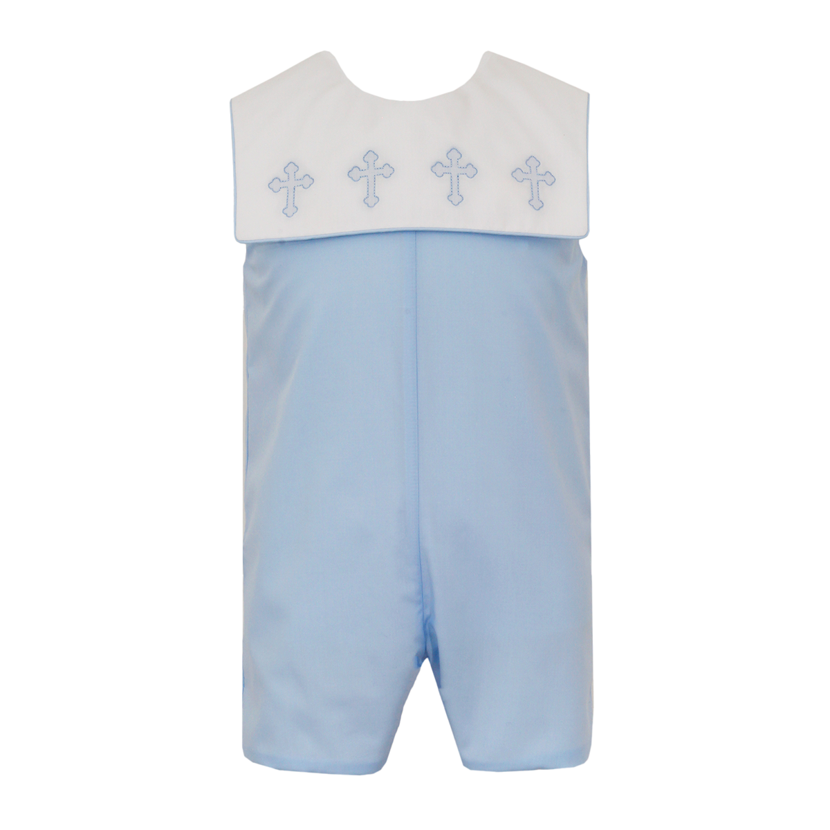Embroidered Crosses Baby Boy's Blue Easter Shortall by Anavini