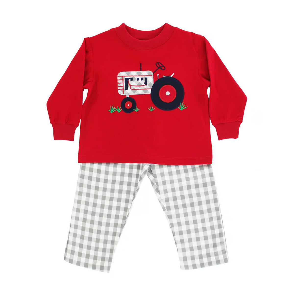 Little Boy's Tractor Appliqued Pants Set by Bailey Boys