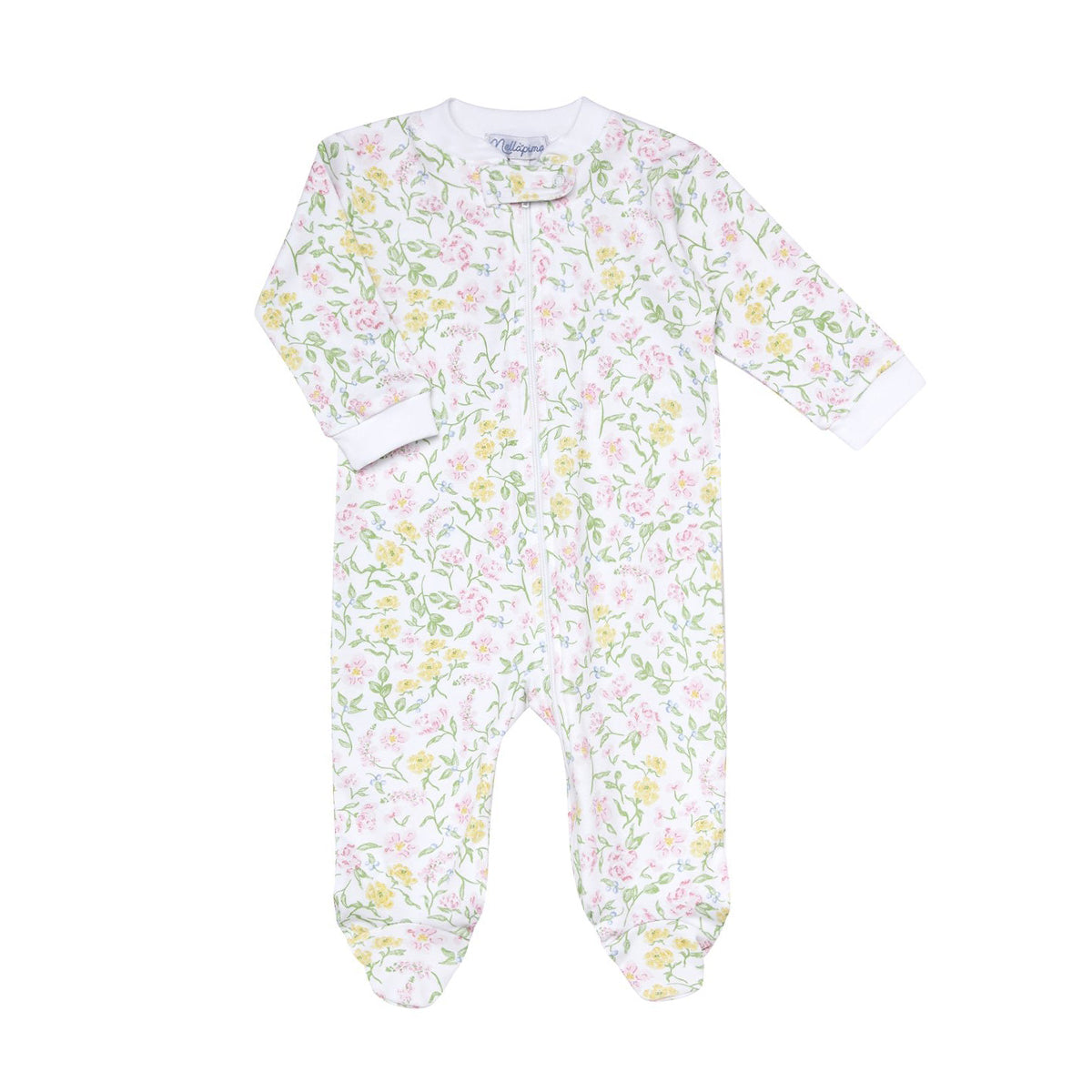 Baby Girl's Berry Wildflowers Zip Front Footed Playsuit