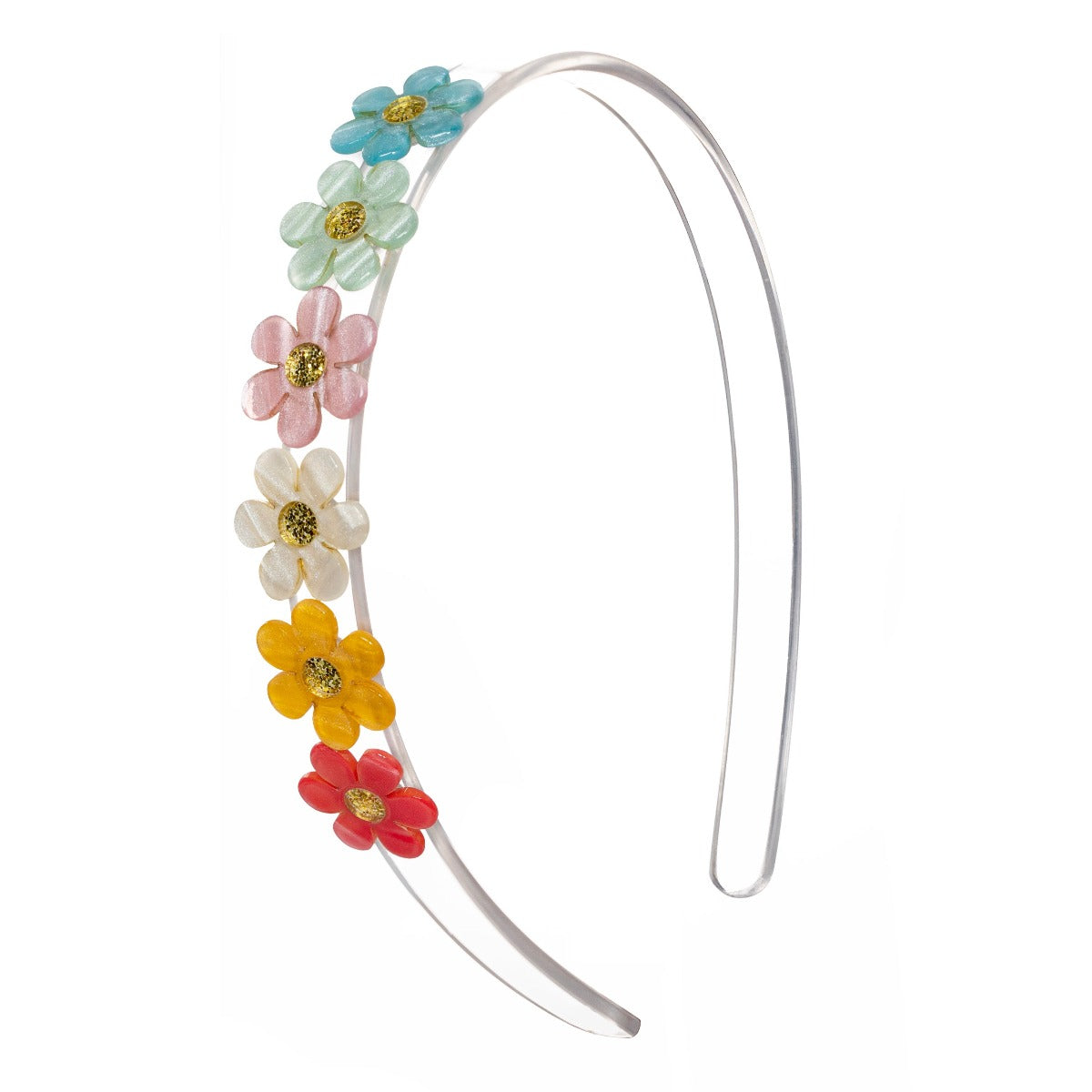 Satin Pastel Daisies Acrylic Headband by Lilies & Roses
