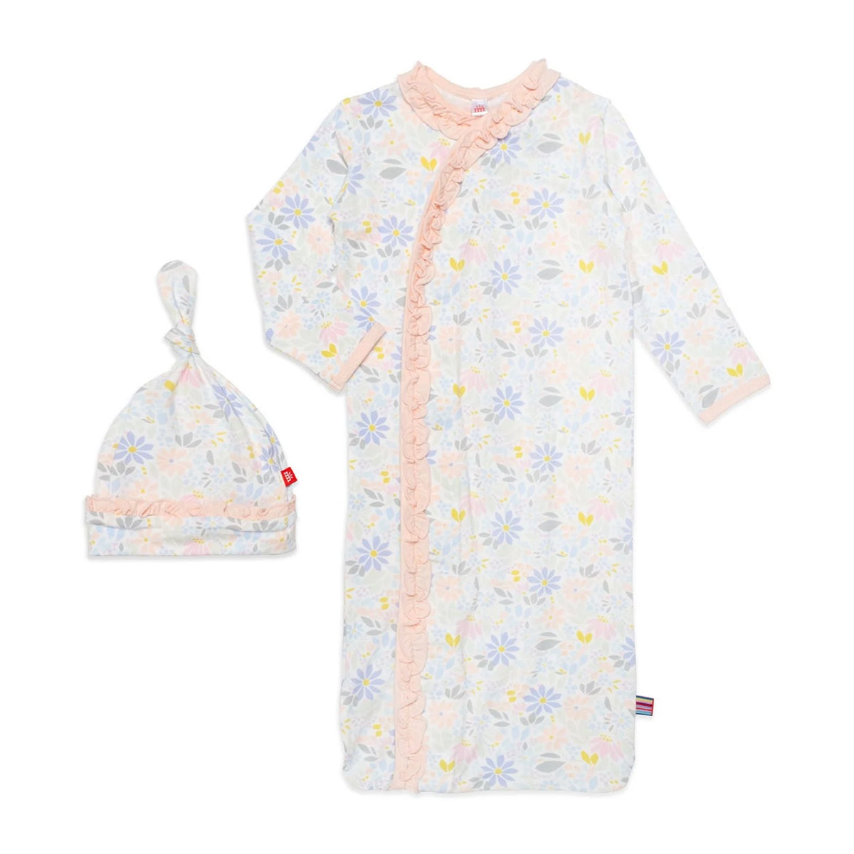 Magnetic Me Darby Floral Baby Girl's Ruffled Gown and Hat Set