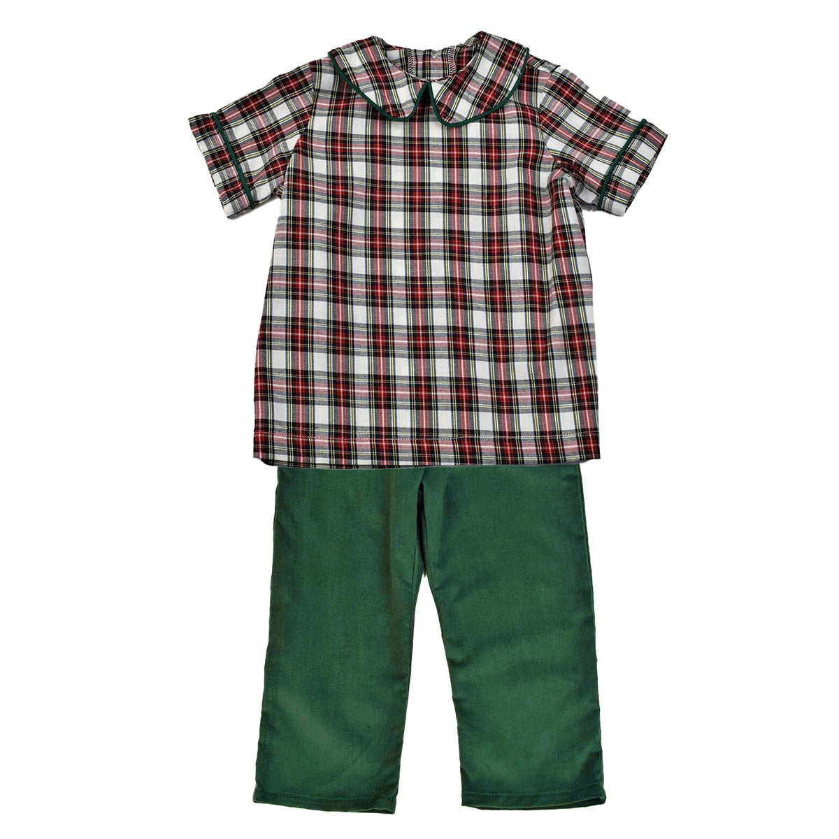 Holiday Plaid Little Boy's Christmas Pants Set by Funtasia Too