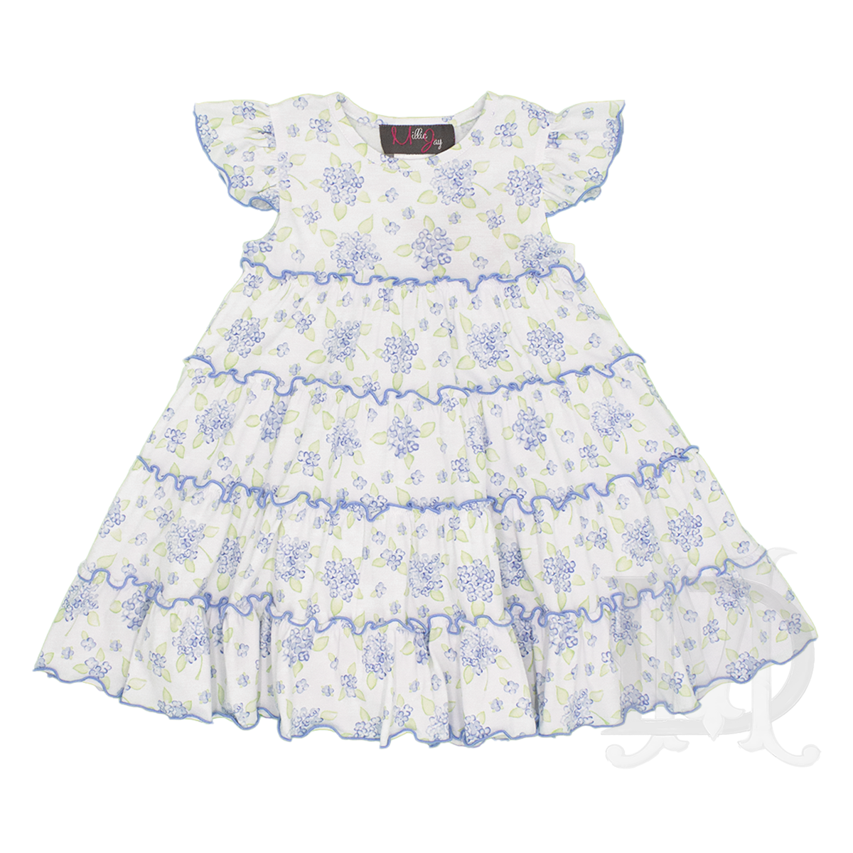 Millie Jay Girl's Hydrangea Print Tiered Dress