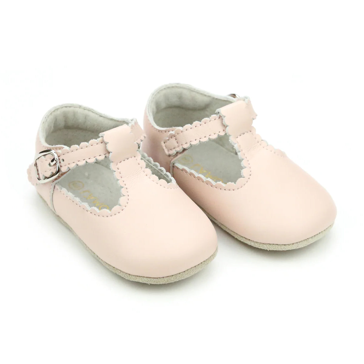 L'Amour Light Pink Elodie Baby Girl's Mary Jane Crib Shoes