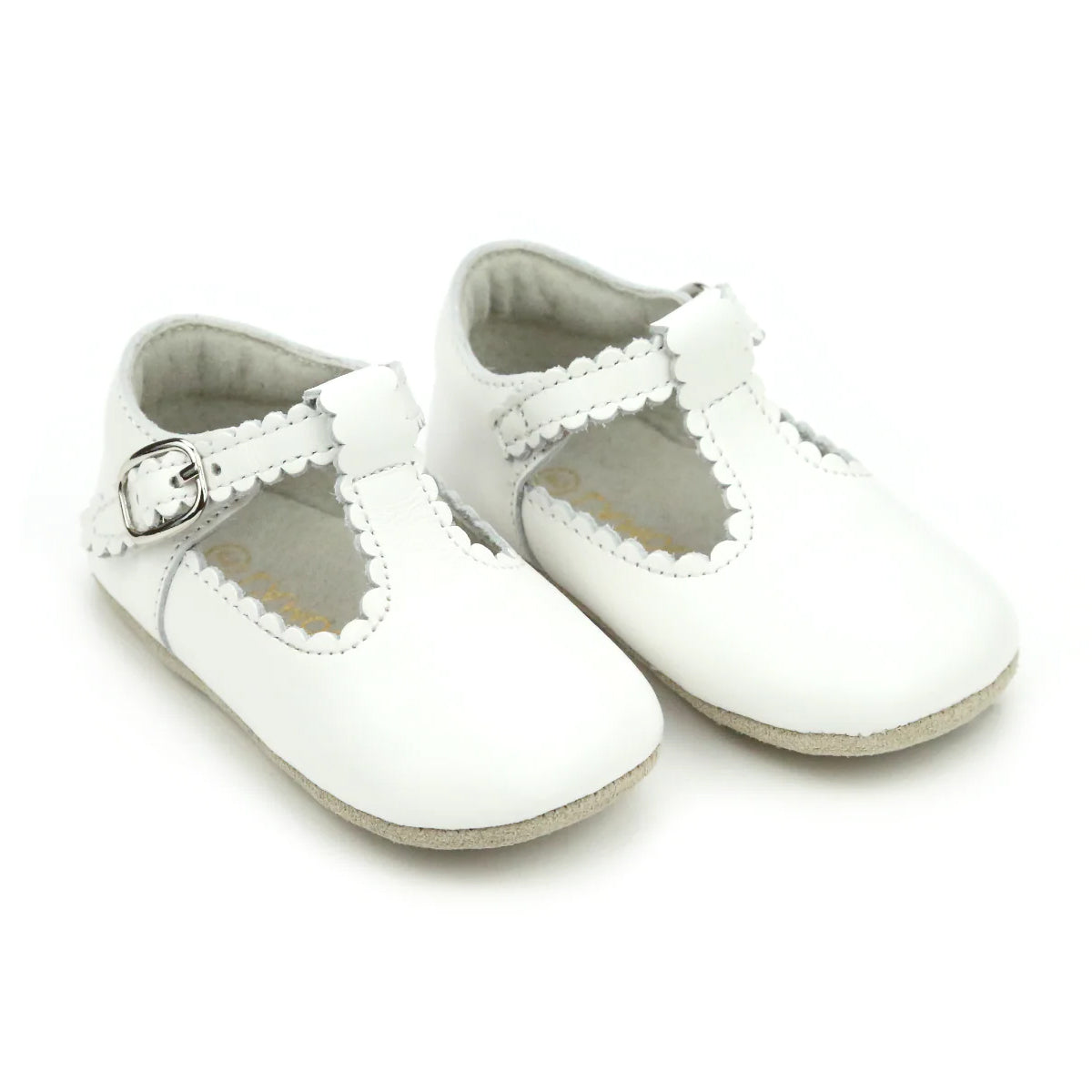 L'Amour White Elodie Baby Girl's Mary Jane Crib Shoes