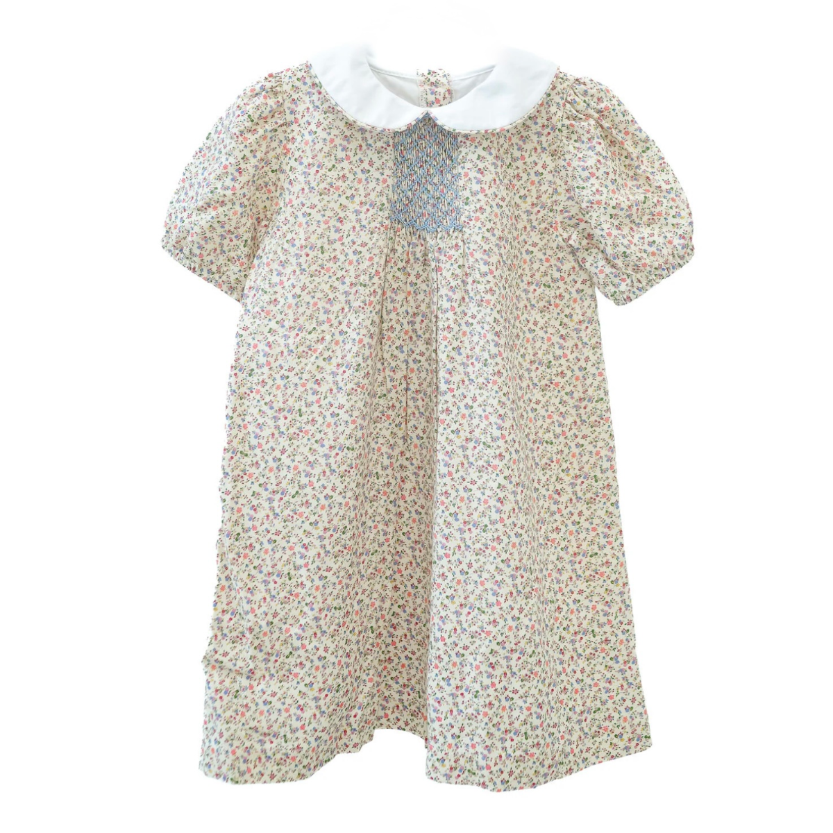 Mini Tan Floral Smocked Dress - 4T Mini Tan Floral Smocked Dress - 4T
