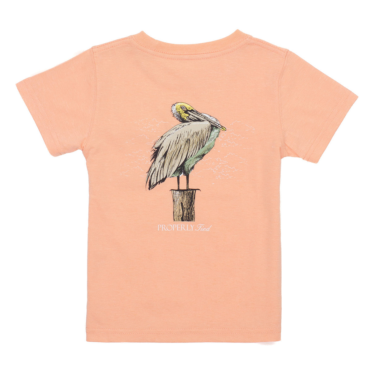 Properly Tied Toddler Boy's Pelican on Melon Heather Logo T-Shirt