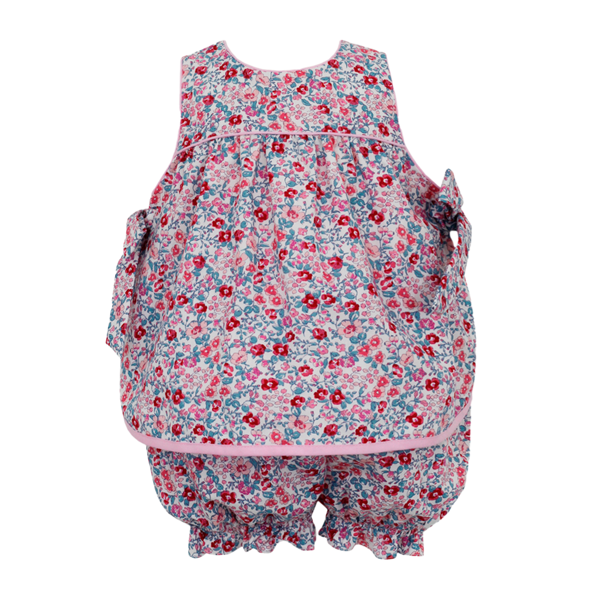 Baby Girl's Pink Liberty Floral Side-Tie Bloomer Set by Petit Bebe