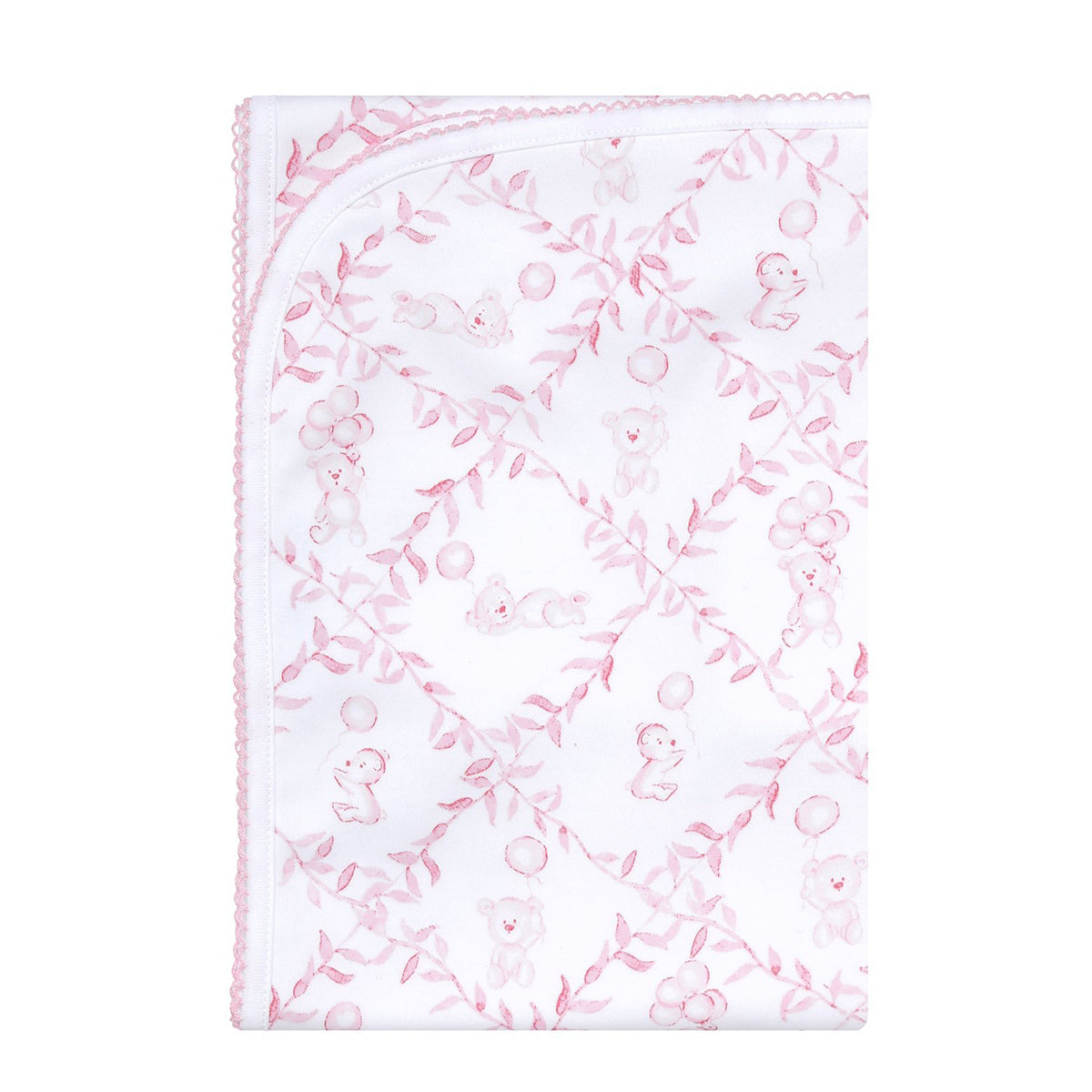 Pink Bears Trellis Pima Cotton Receiving Blanket