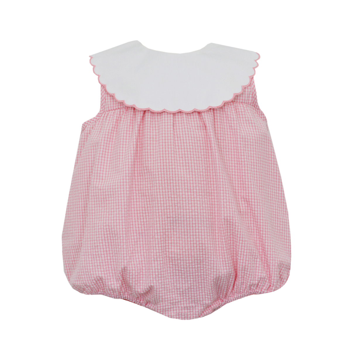 Baby Girl's Pink Gingham Seersucker Bubble by Claire & Charlie