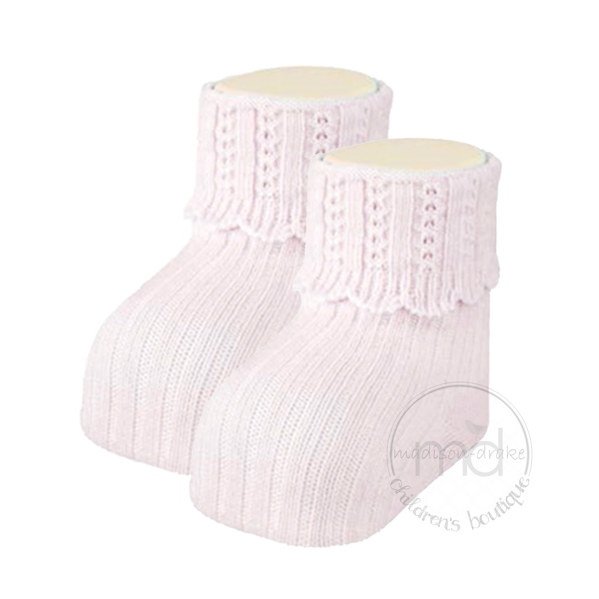 Newborn Folded Cuff Socks - Soft Pink