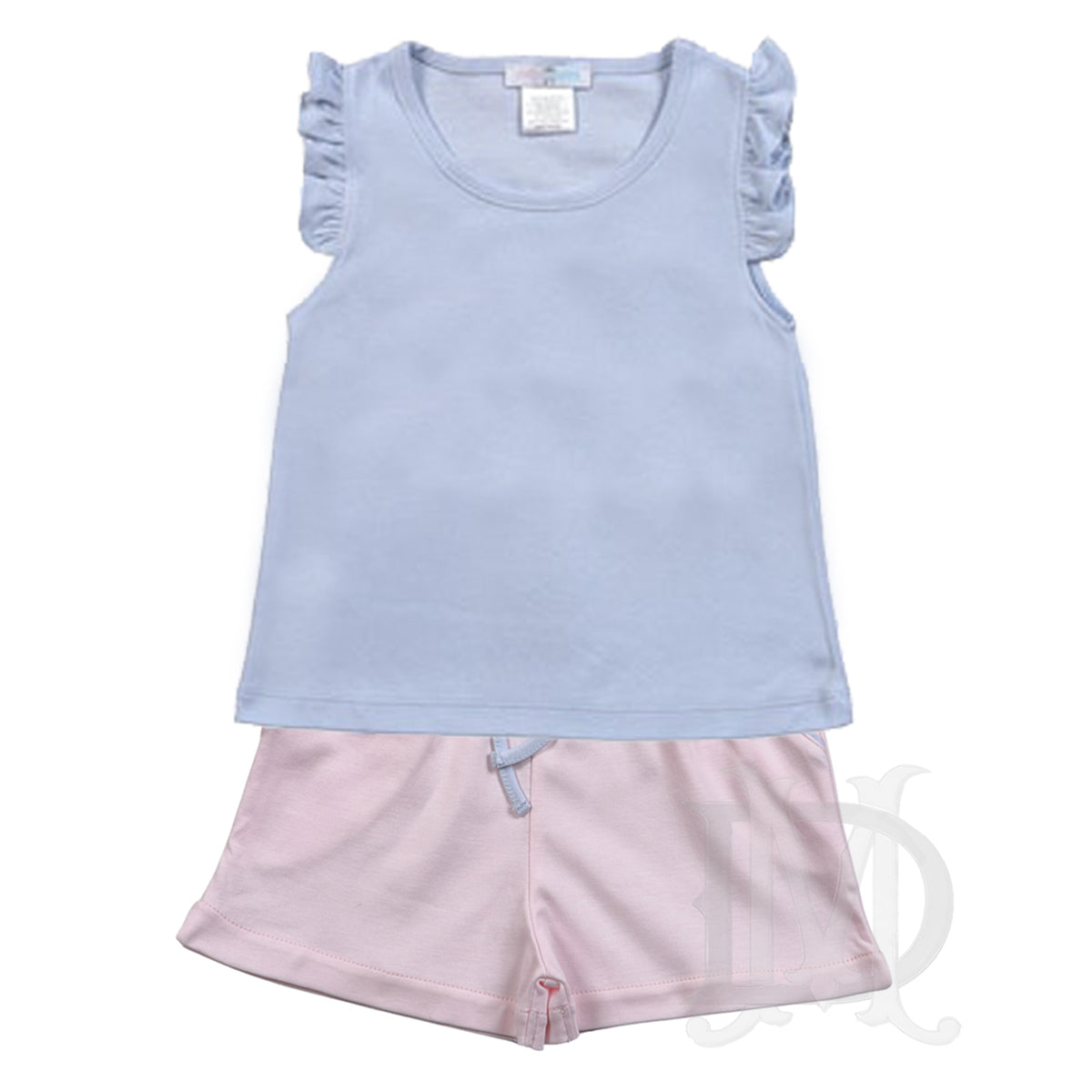Pink and Blue Toddler Girl's Knit Shorts Set Baby Loren