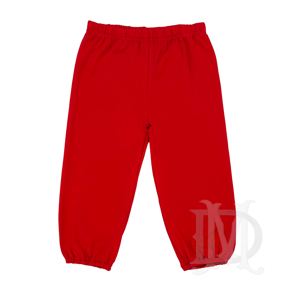 Red knit toddler boy's pants with elastic banded legs.