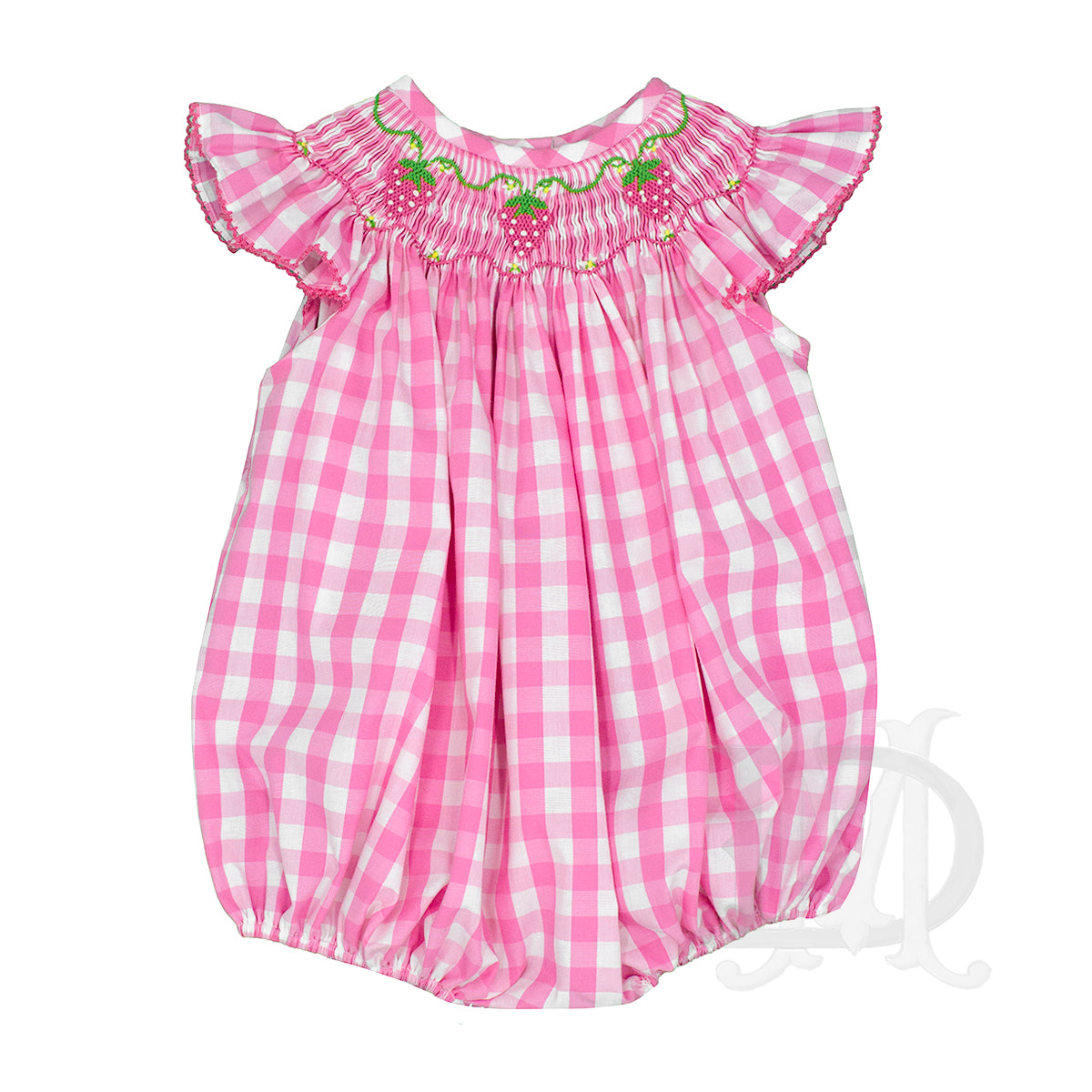 Baby Girl's Smocked Strawberries Bishop Bubble by Delaney