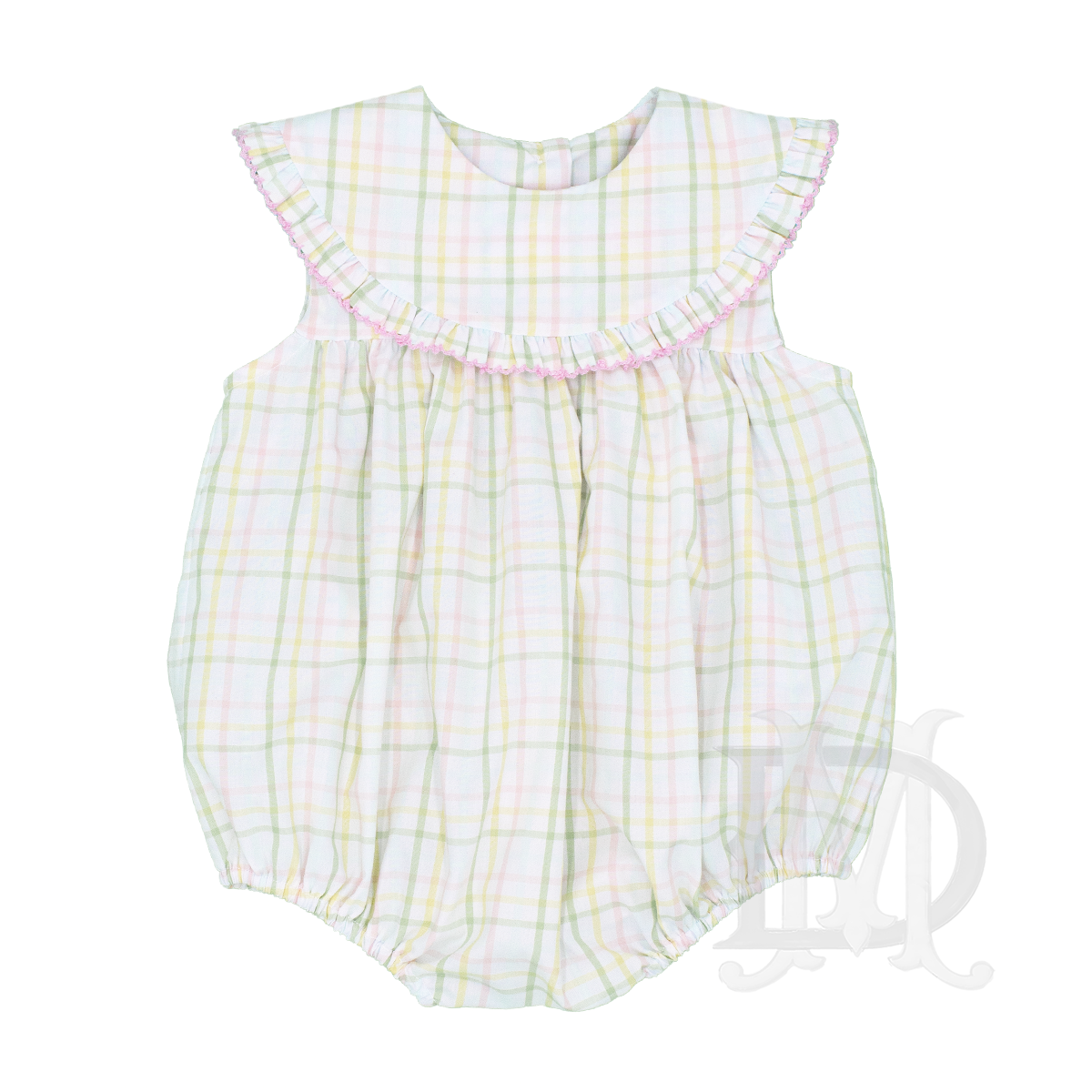 Baby Girl's Spring Plaid Round Collar Bubble by Delaney