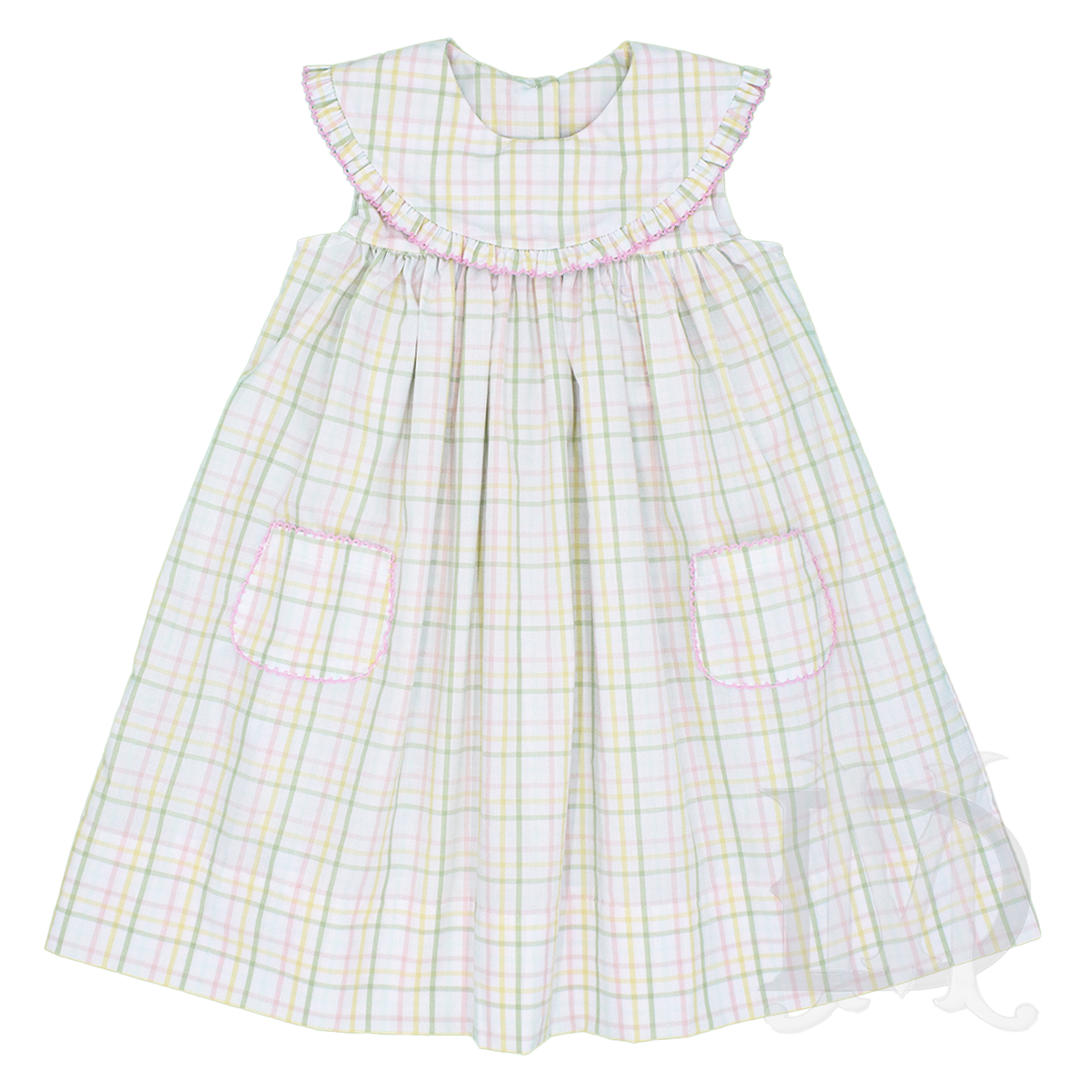 Girl's Spring Plaid Round Collar Dress by Delaney