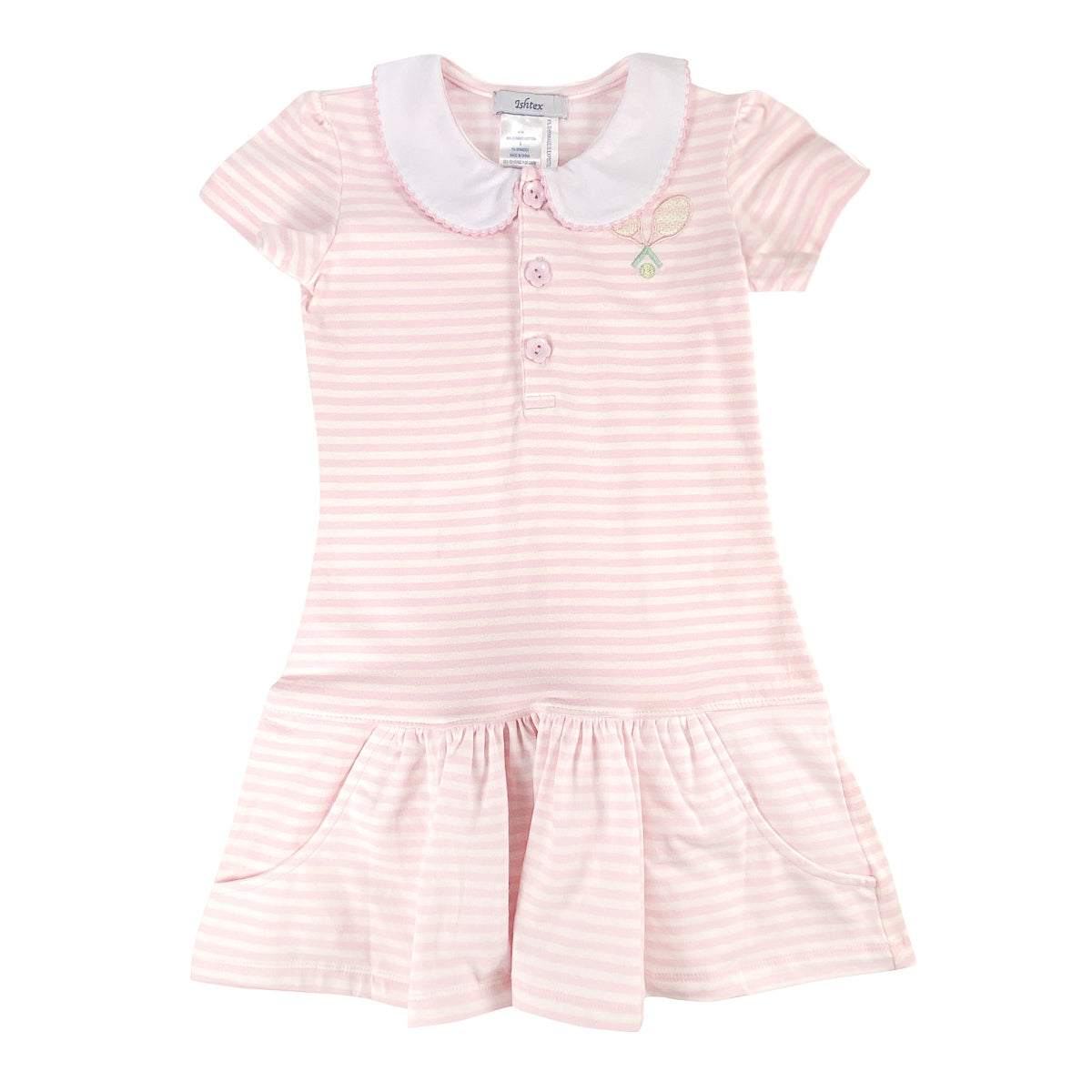 Toddler Girl's Pink Stripes Tennis Dress by Ishtex