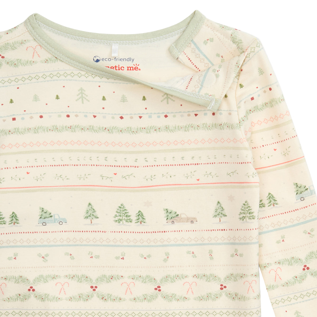 Girl's candy cane and holly fair isle Christmas pajamas