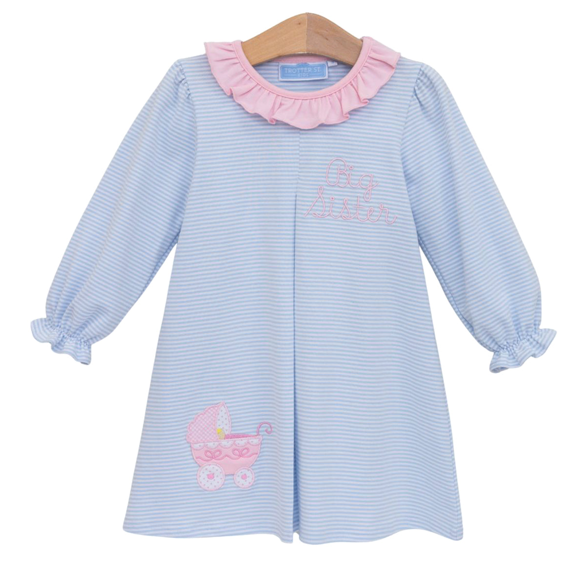pink and blue long sleeve dress Big Sister Appliqued – Madison-Drake Children's Boutique banana crepe Playful Plus Size Maxi The dress features front Shirt Size:2XL · 46