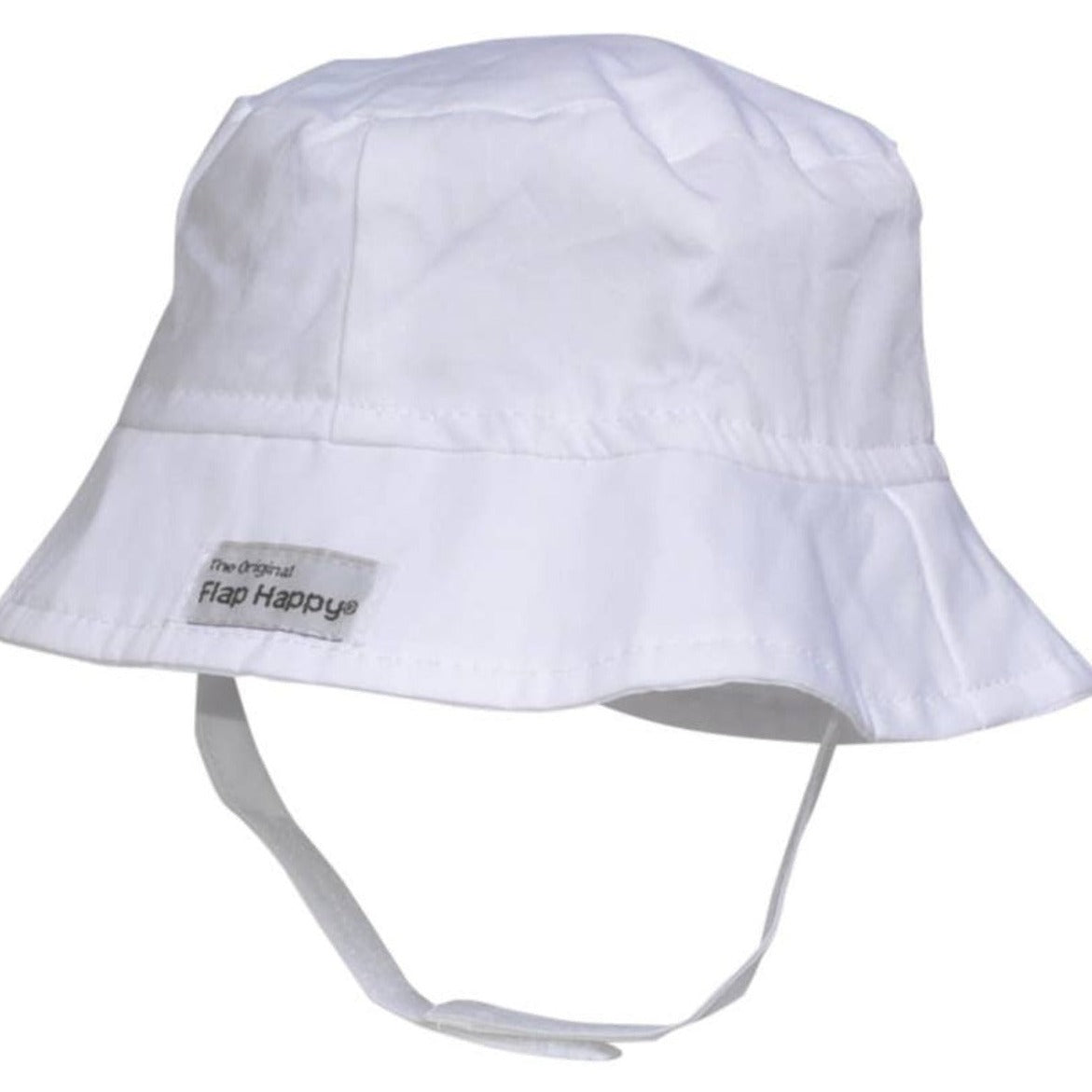 Kids White Bucket Flap Happy Sun Hat