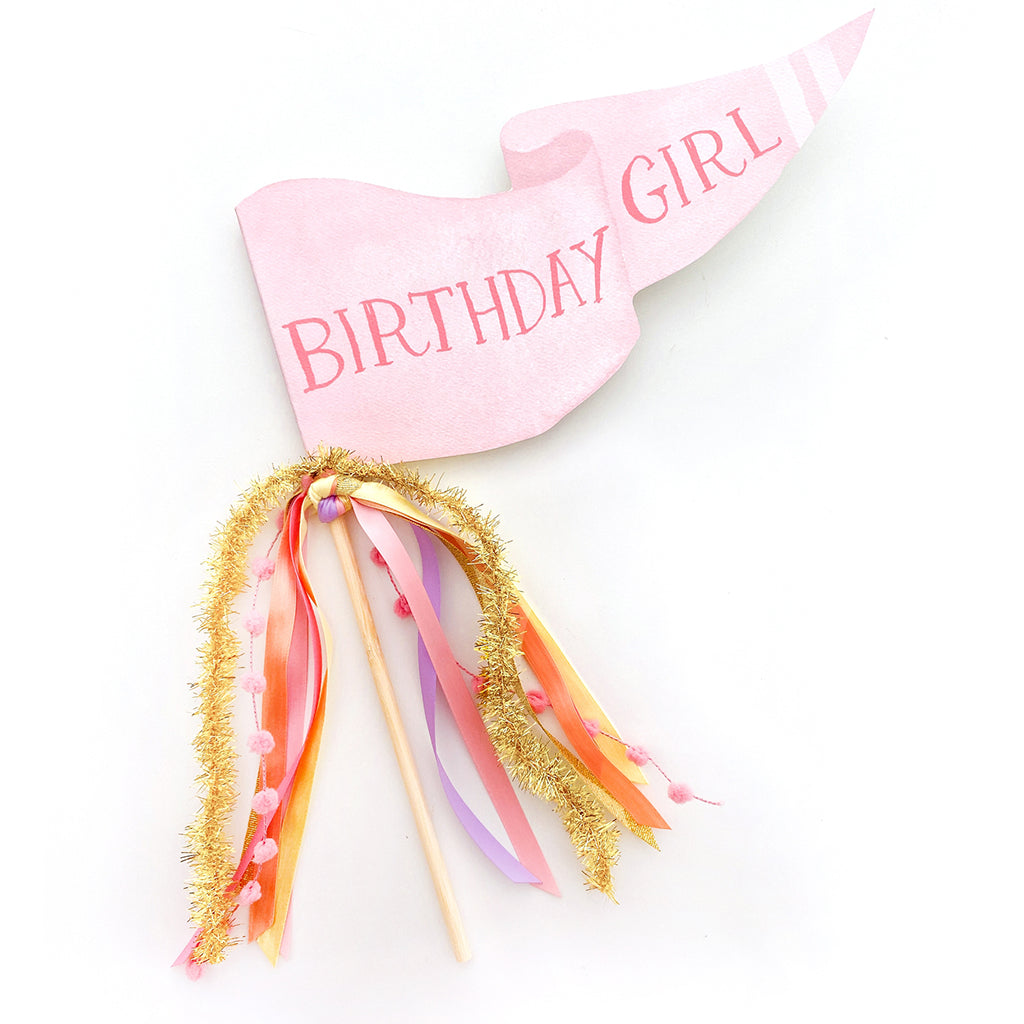 Girl Birthday Party Pennant Wand Celebration Prop