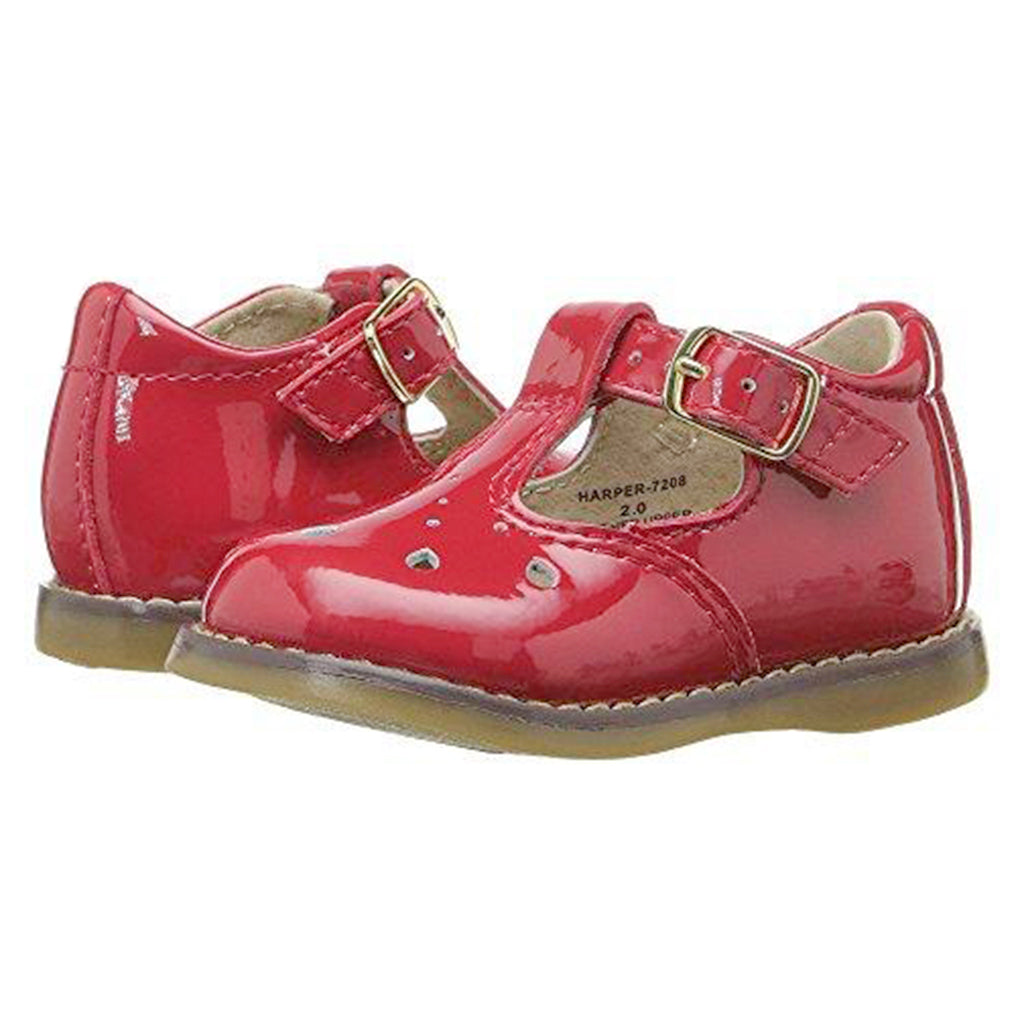 Footmates Baby Girl's Harper Red Patent T-Strap Shoes