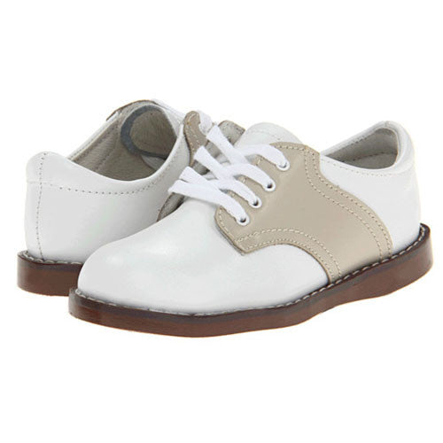 Footmates Boy's White Ecru Saddle Oxfords Dress Shoes Leather
