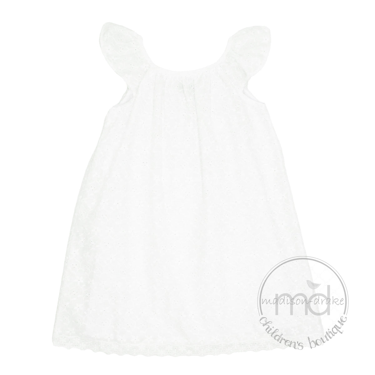 Little Girl's White Eyelet A-Line Dress by Funtasia Too
