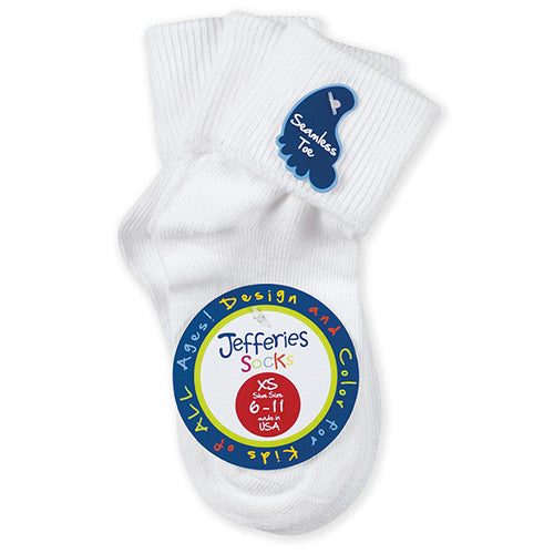 Jefferies Socks Girls / Boys White Turn Cuff Socks 3-Pack - Madison-Drake Children's Boutique