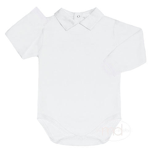 Kissy Kissy Baby Boys White Collared Bodysuit - Long Sleeves - Madison-Drake Children's Boutique