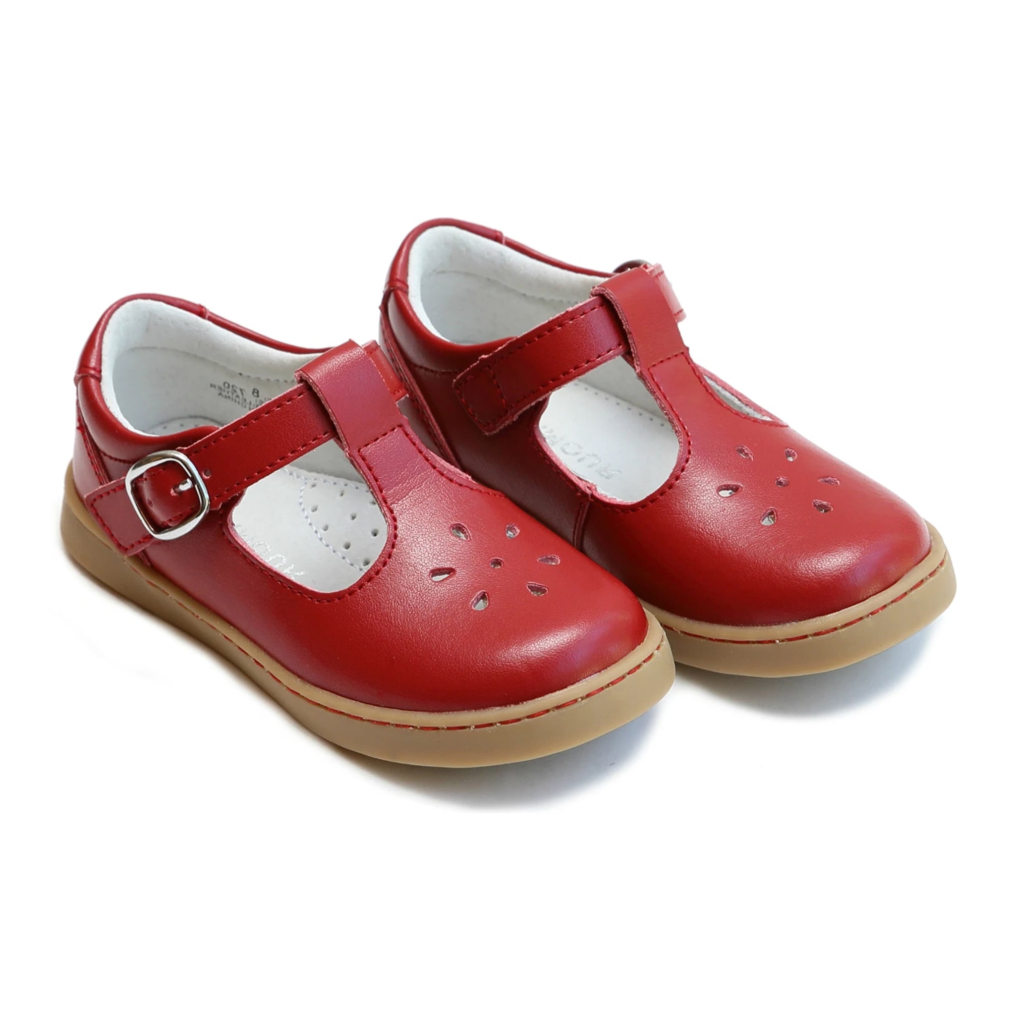 L'Amour Chelsea Little Girl's Red T-Strap Mary Jane Shoes