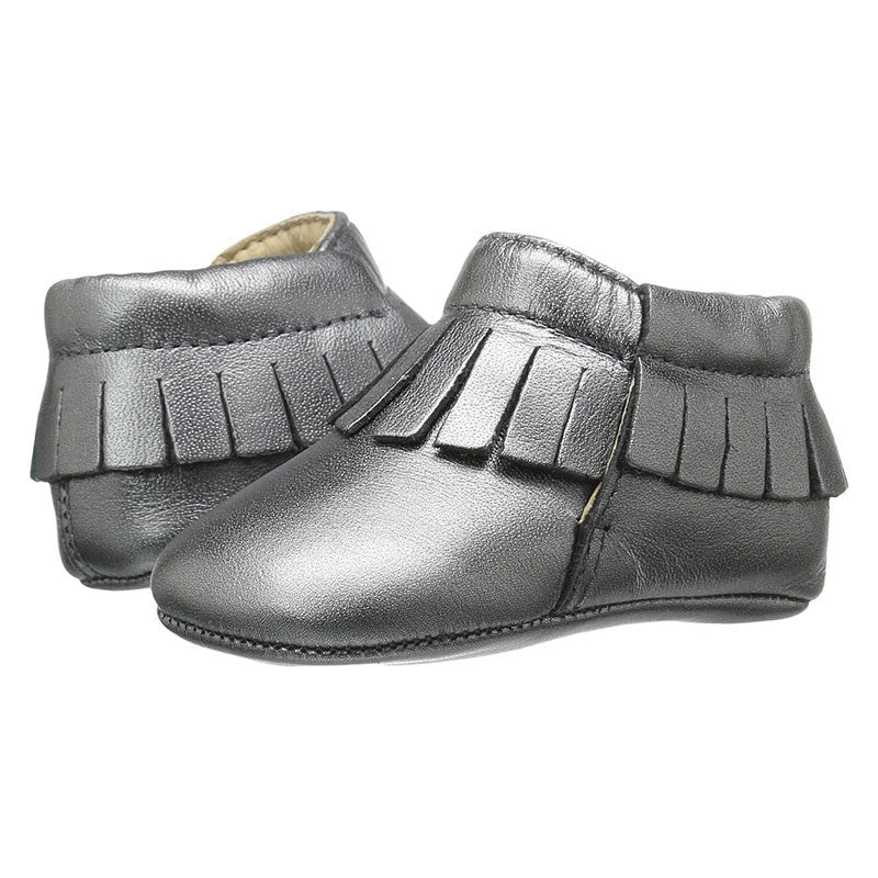 Old Soles Girls Fringed Boots - Rich Silver - Madison-Drake Children's Boutique