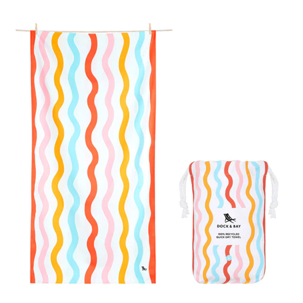 Dock & Bay Squiggle Face Wavy Striped Quick Dry Cabana Towel