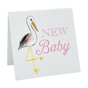 Baby Gift Enclosure Card Pink Stork
