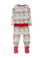 Baby Girls Dear Santa Green Stripe Christmas One Piece Pajama