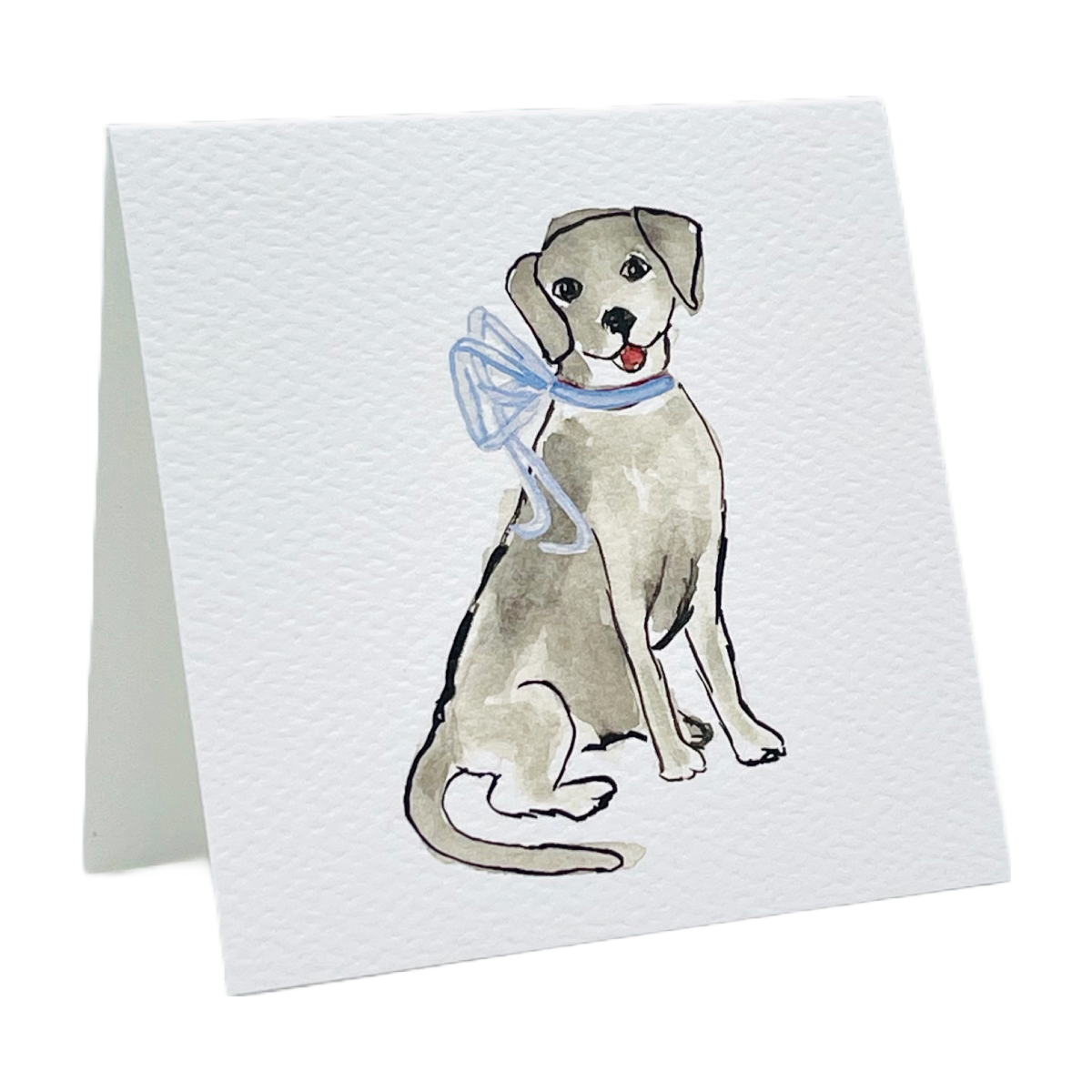 Baby Toddler Gift Enclosure Card Dog with Blue Bow