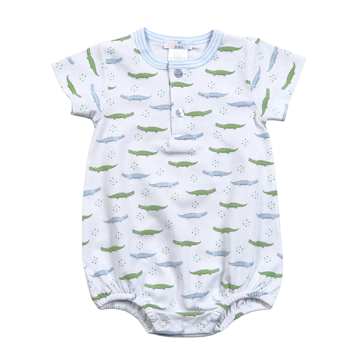 Baby Boy's Pima Cotton Alligators Print Bubble by Baby Loren