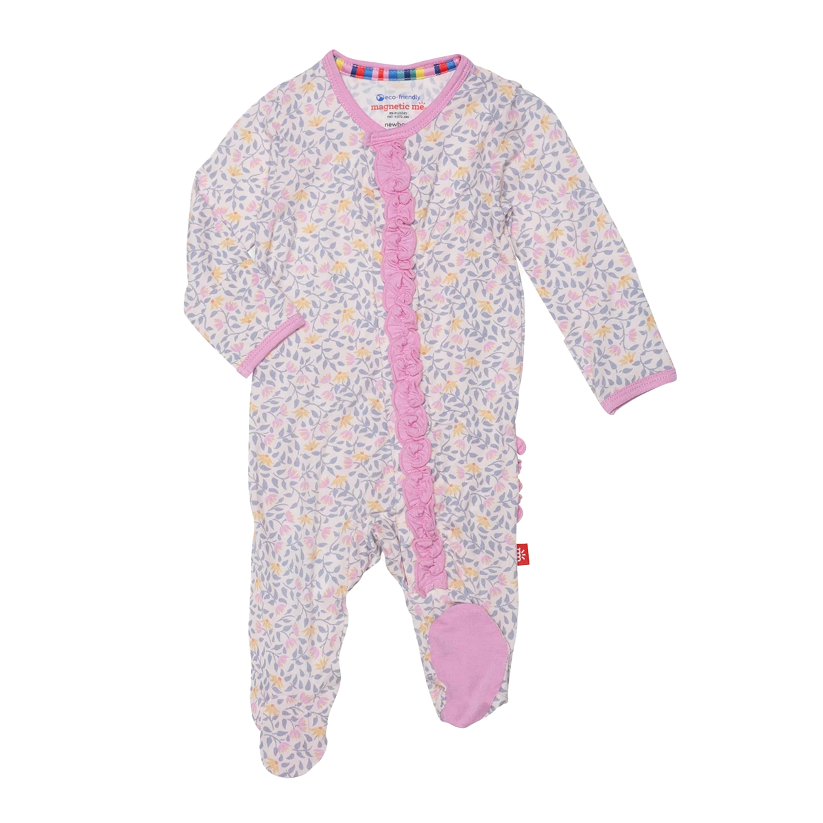 Magnetic Me Amelia Floral Baby Girl's Ruffled Footie