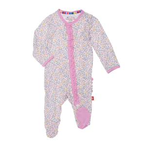 Magnetic Me Amelia Floral Baby Girl's Ruffled Footie