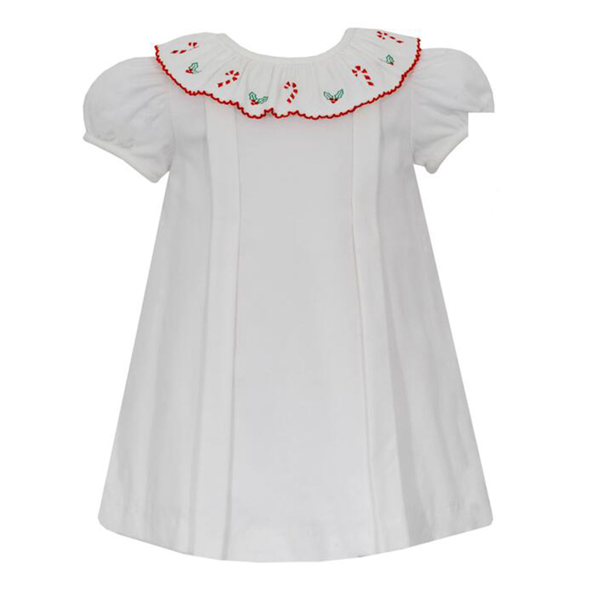 Baby Girl's Embroidered Candy Canes and Holly Float Dress by Anavini
