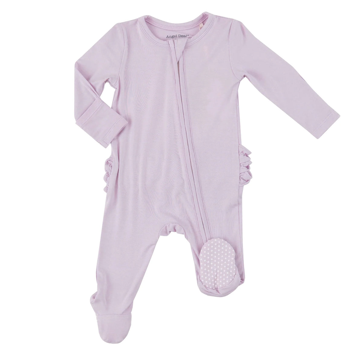 Angel Dear Baby Girl's Orchid Hush Zip Front Ruffled Bamboo Footie