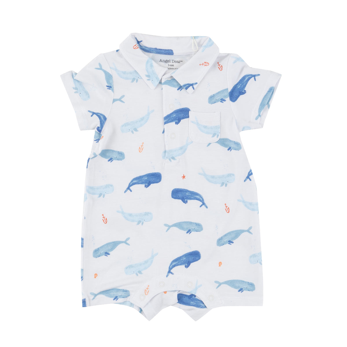 Angel Dear Boy's Whale Hello There Bamboo Polo Romper