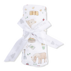 Farm animal print bamboo baby swaddle blanket