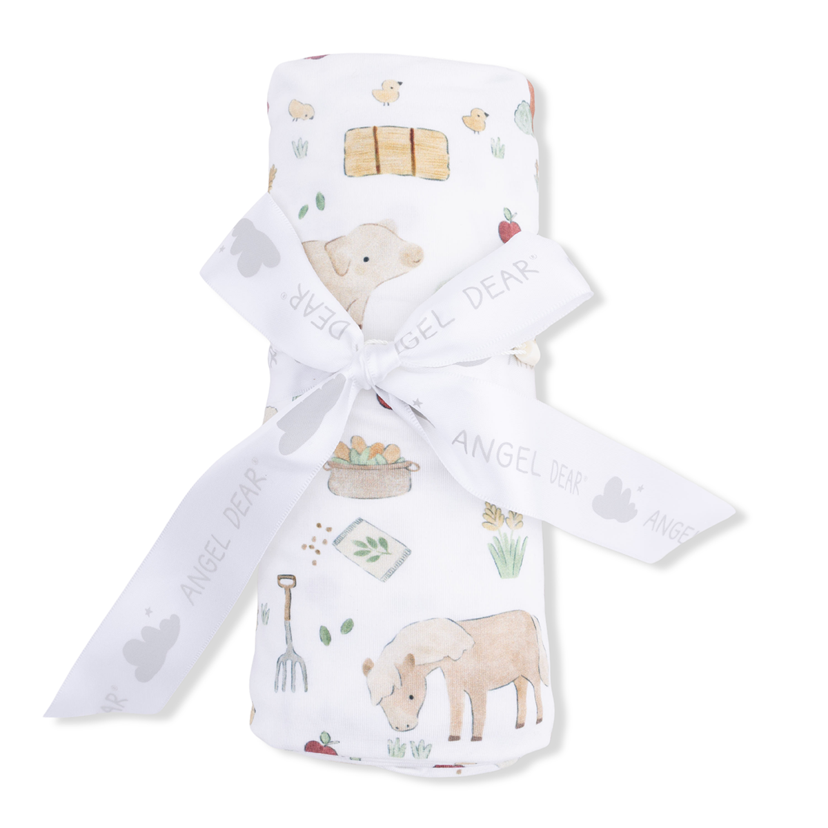 Farm animal print bamboo baby swaddle blanket