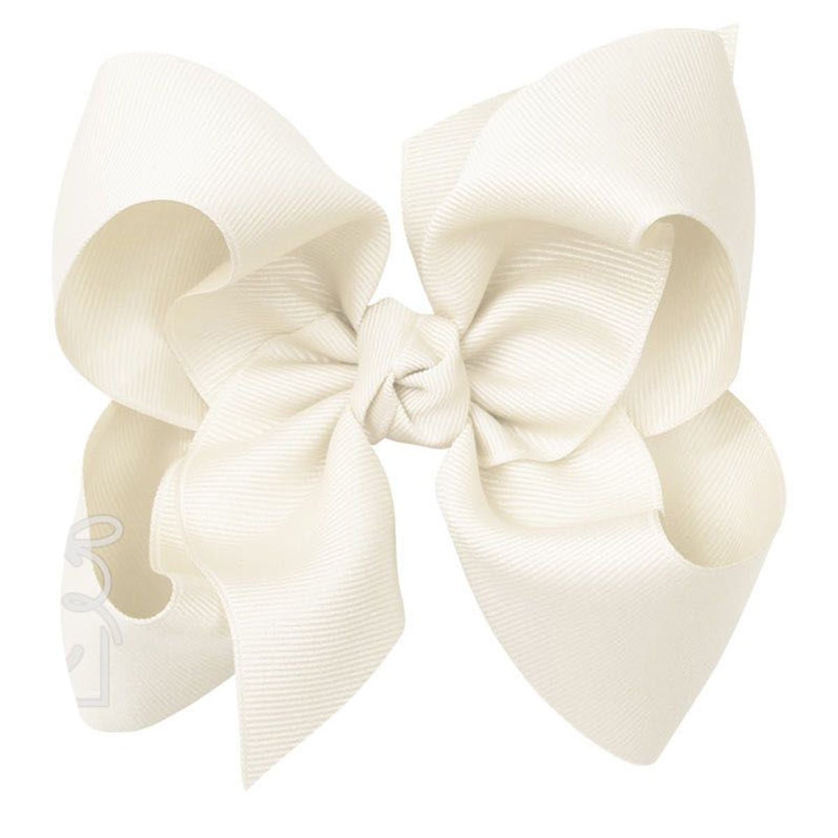 Large off-white grosgrain classic cream hair bow with double knot center.
