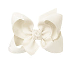 Off-white grosgrain classic cream hair bow with double knot center.