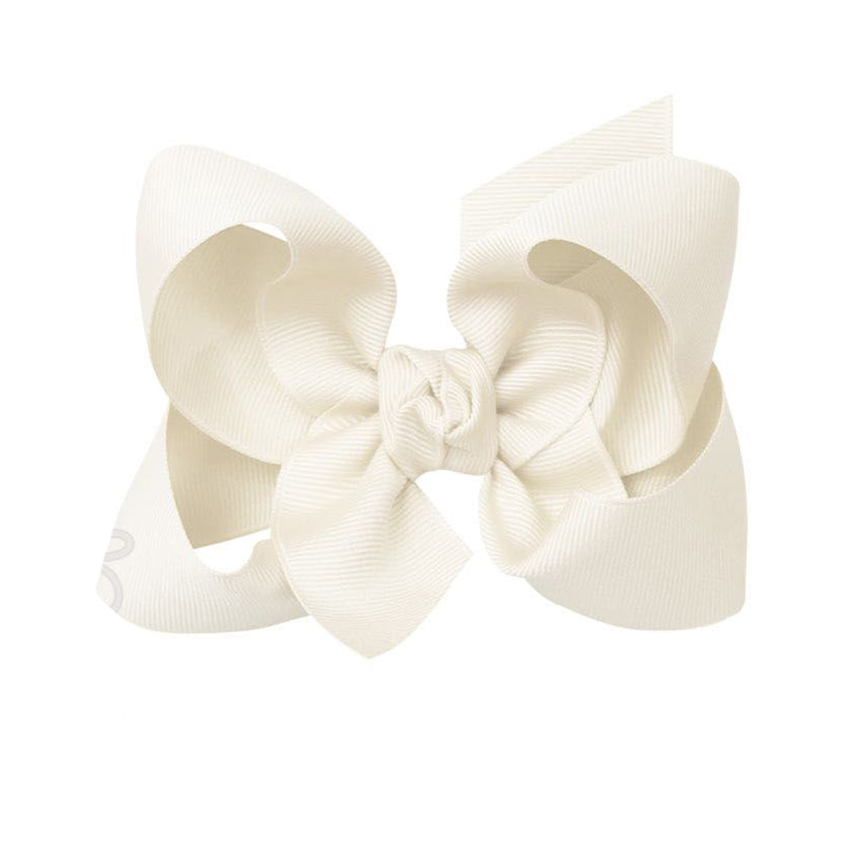 Off-white grosgrain classic cream hair bow with double knot center.