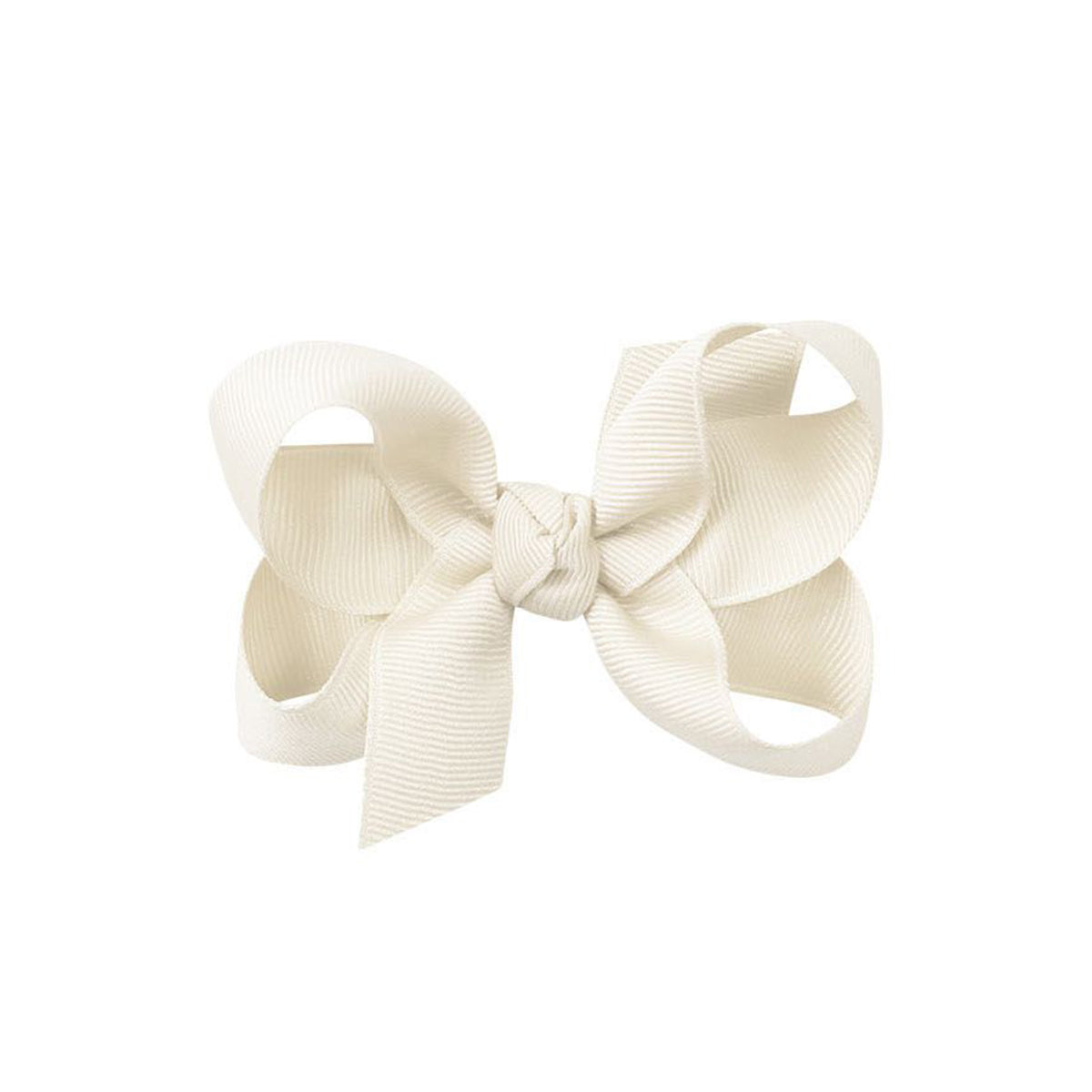 Off-white grosgrain classic hair bow with double knot center.
